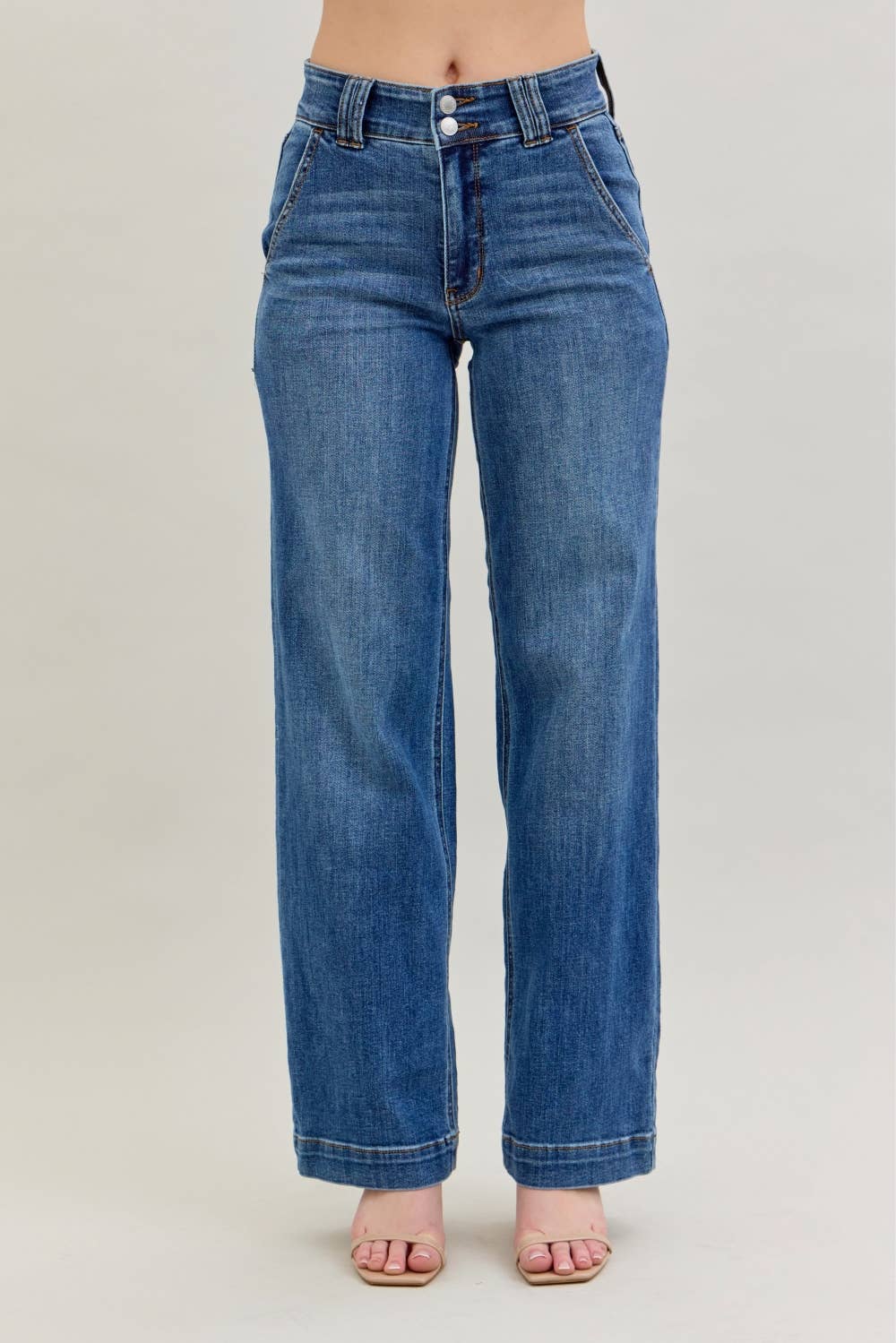 HW Double Button Wide Leg